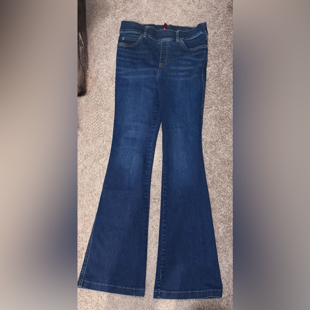 SPANX Indigo Flare Wide Leg Jeans